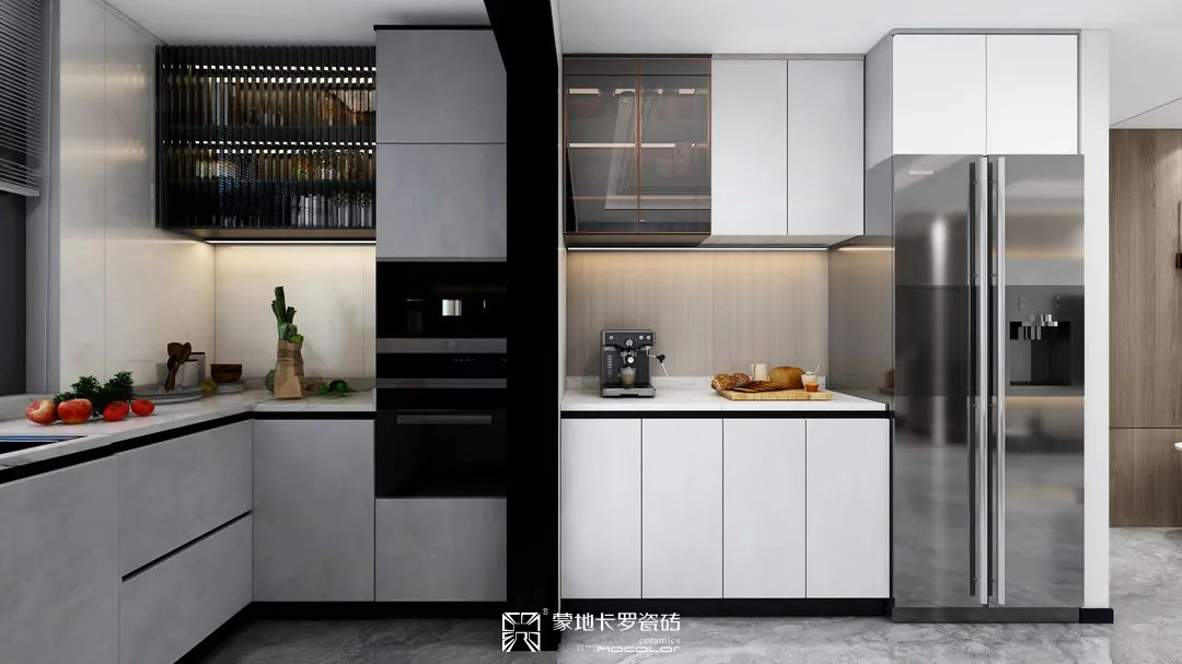 蒙地卡羅陶瓷巖板廚房效果圖