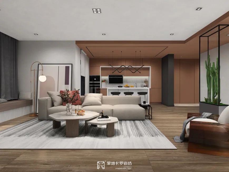  蒙地卡羅純色瓷磚北歐風格裝修效果圖
