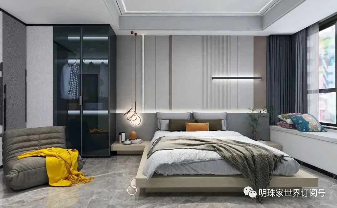 蒙地卡羅純色瓷磚臥室效果圖